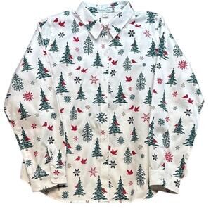 Women's New Coldwater Creek 100% Cotton Christmas Tree‎ Cardinals Top Size 16P